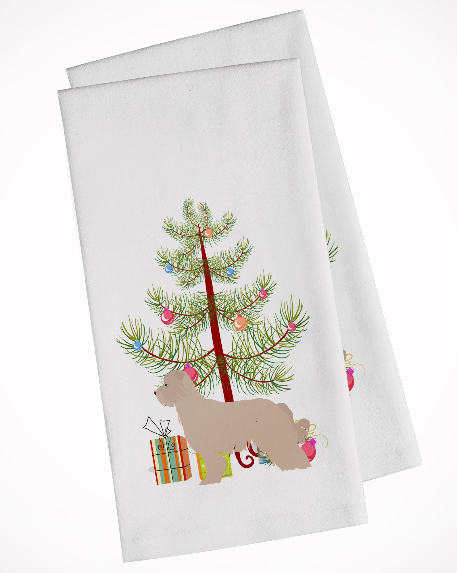 Pyrenean Shepherd Dog Merry Christmas Tree White Kitchen Towel Set of 2 BB2936WTKT by Caroline's Treasures