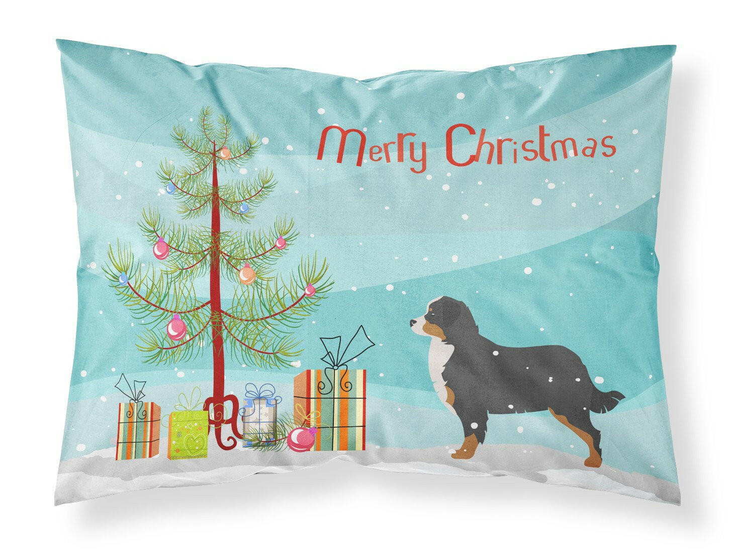 Bernese Mountain Dog Merry Christmas Tree Fabric Standard Pillowcase BB2937PILLOWCASE by Caroline's Treasures