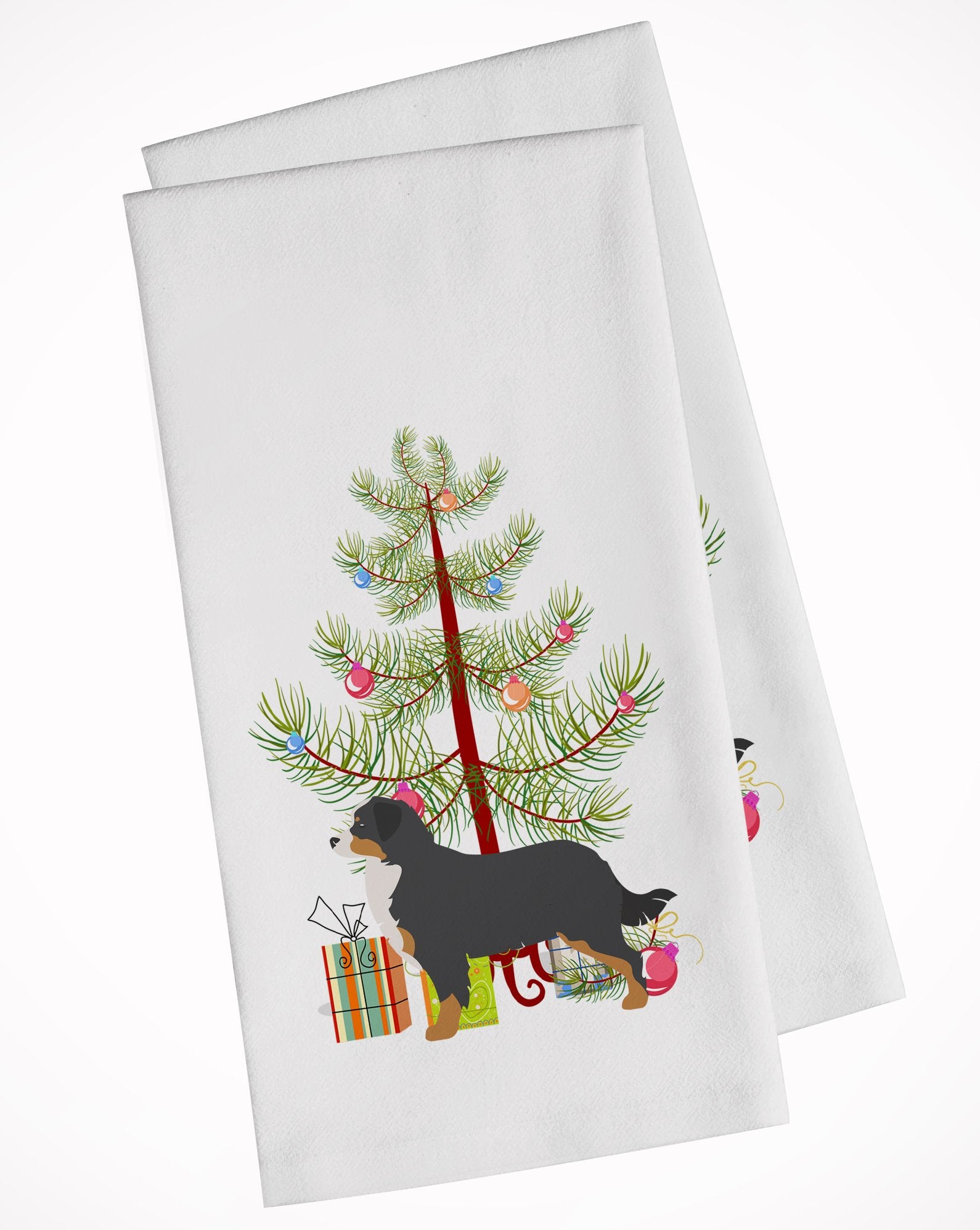Bernese Mountain Dog Merry Christmas Tree White Kitchen Towel Set of 2 BB2937WTKT by Caroline's Treasures