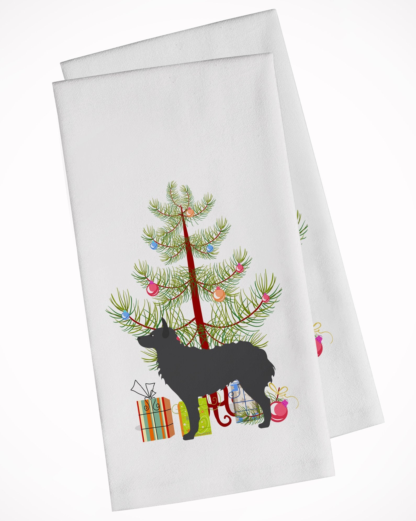 Croatian Sheepdog Merry Christmas Tree White Kitchen Towel Set of 2 BB2939WTKT by Caroline's Treasures