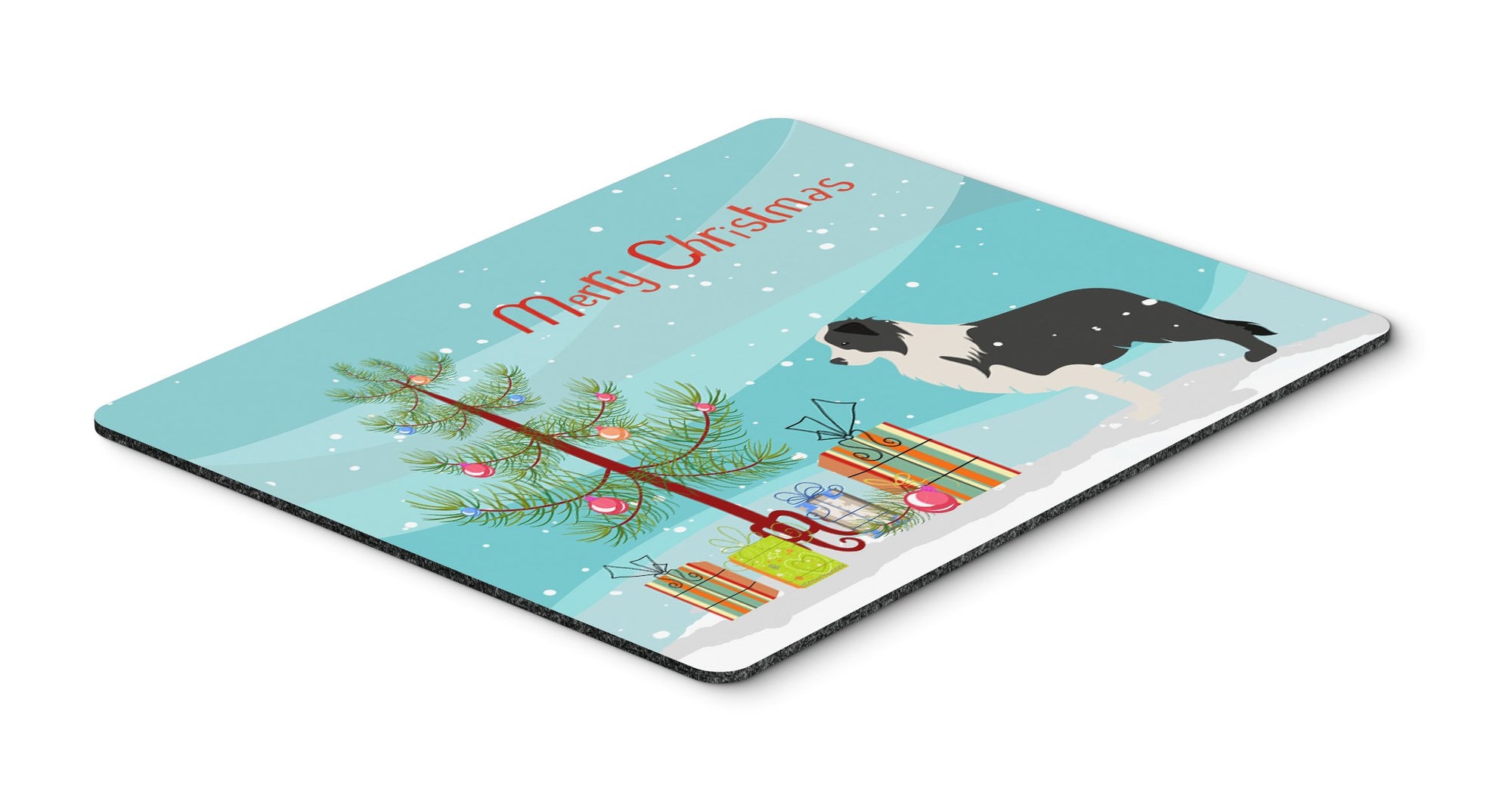 Black Border Collie Merry Christmas Tree Mouse Pad, Hot Pad or Trivet by Caroline's Treasures