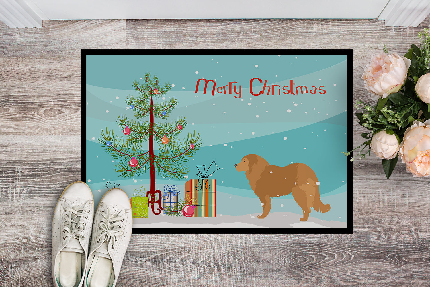 Caucasian Shepherd Dog Merry Christmas Tree Indoor or Outdoor Mat 18x27 BB2943MAT - the-store.com