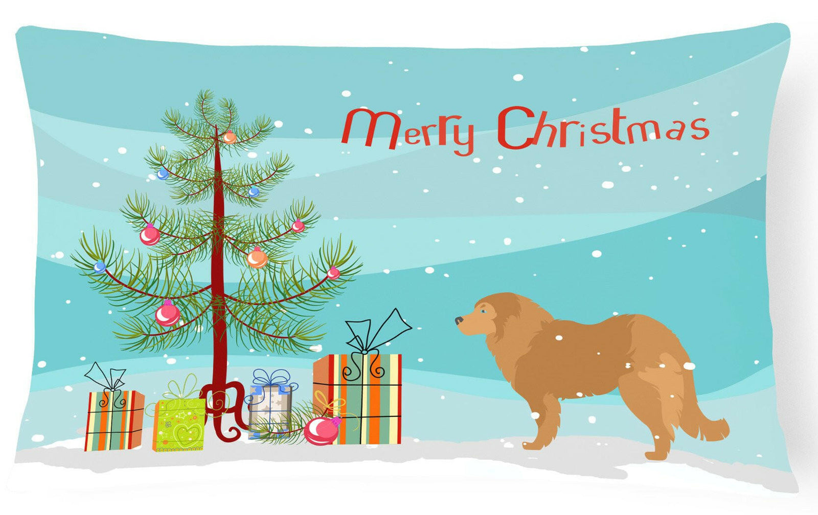 Caucasian Shepherd Dog Merry Christmas Tree Canvas Fabric Decorative Pillow BB2943PW1216 by Caroline's Treasures