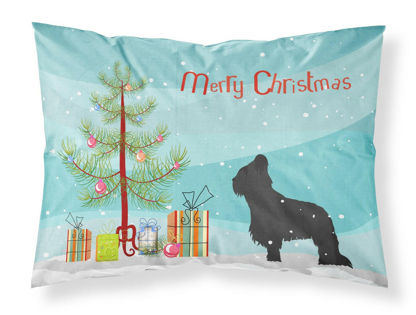 Briard Merry Christmas Tree Fabric Standard Pillowcase BB2944PILLOWCASE by Caroline's Treasures