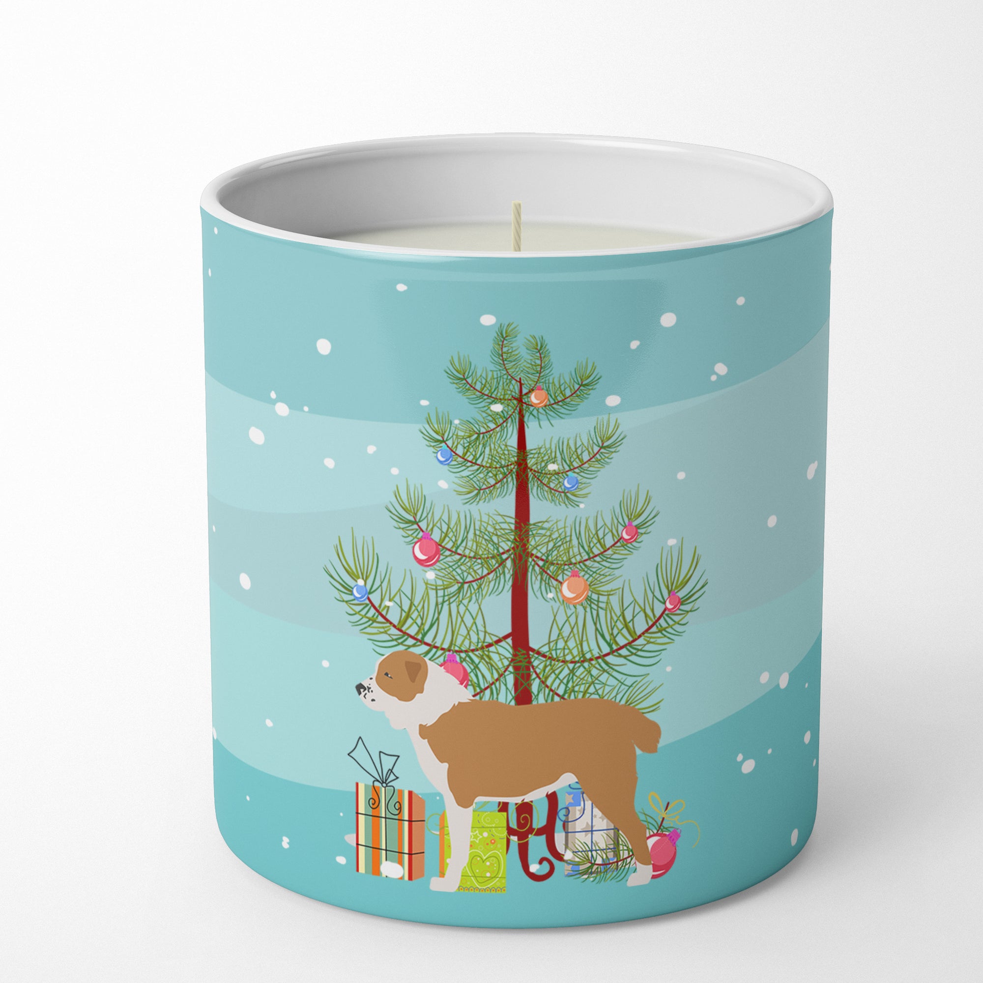 Buy this Central Asian Shepherd Dog Merry Christmas Tree 10 oz Decorative Soy Candle