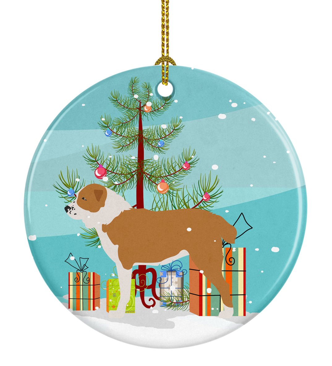 Central Asian Shepherd Dog Merry Christmas Tree Ceramic Ornament BB2946CO1 by Caroline&#39;s Treasures