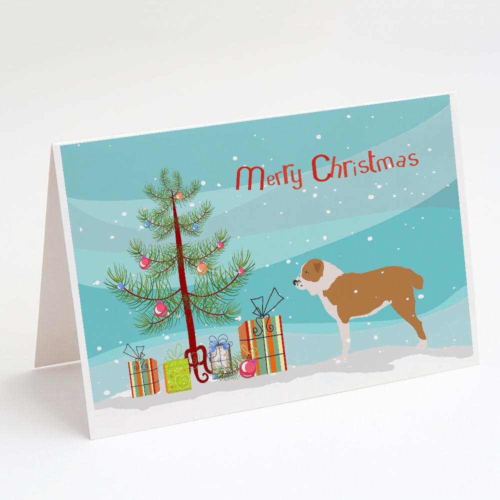 Buy this Central Asian Shepherd Dog Merry Christmas Tree Greeting Cards and Envelopes Pack of 8