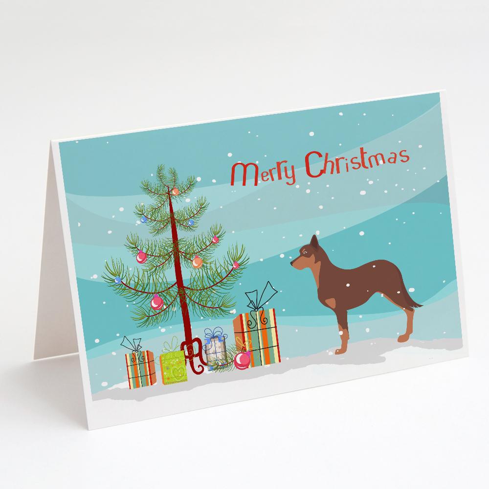 Buy this Australian Kelpie Dog Merry Christmas Tree Greeting Cards and Envelopes Pack of 8