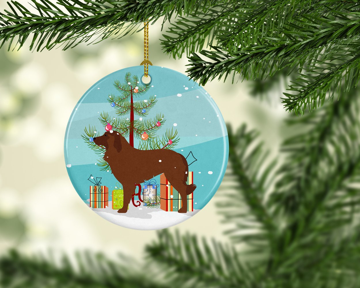 Portuguese Sheepdog Dog Merry Christmas Tree Ceramic Ornament BB2949CO1 by Caroline's Treasures