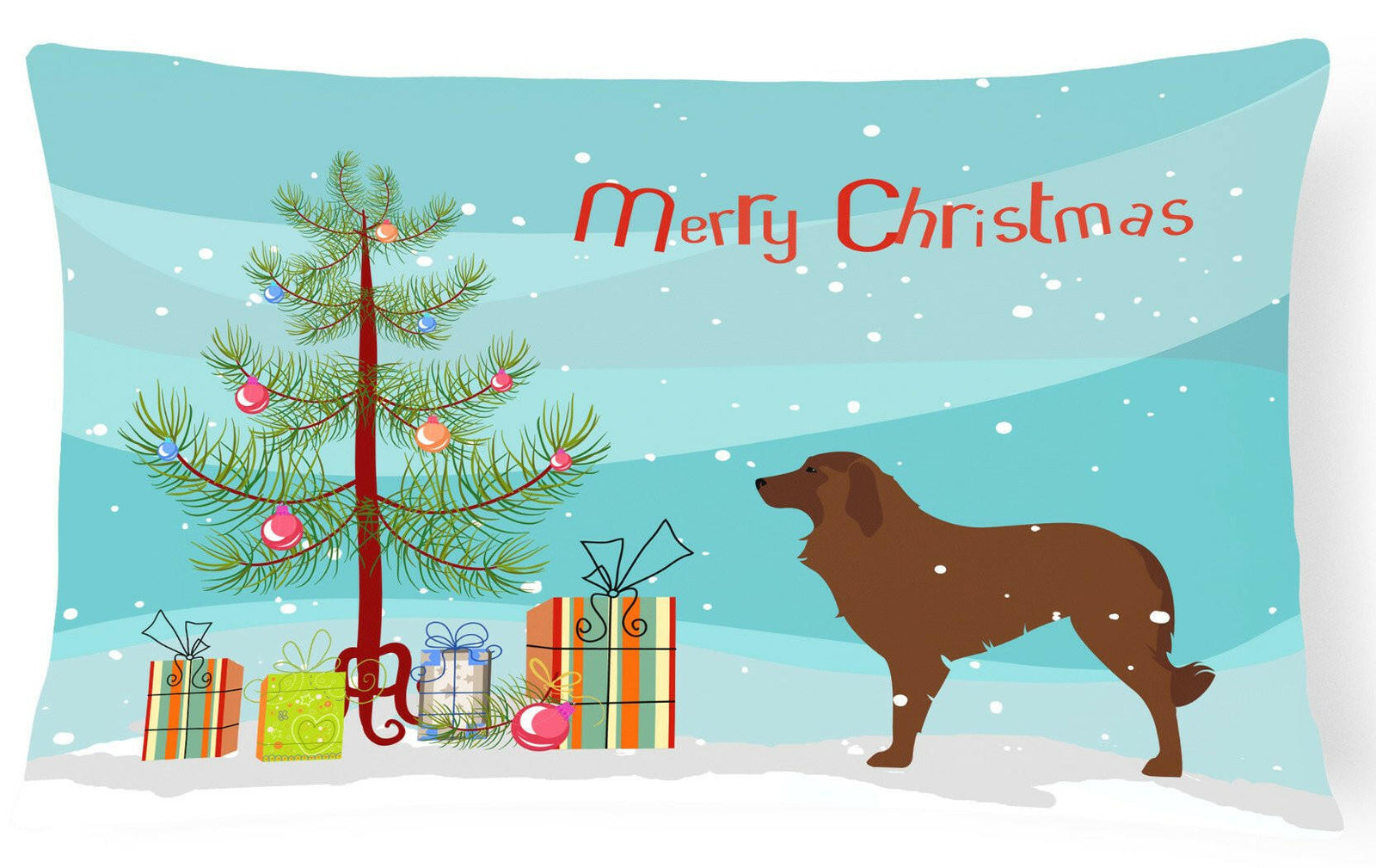 Portuguese Sheepdog Dog Merry Christmas Tree Canvas Fabric Decorative Pillow BB2949PW1216 by Caroline's Treasures