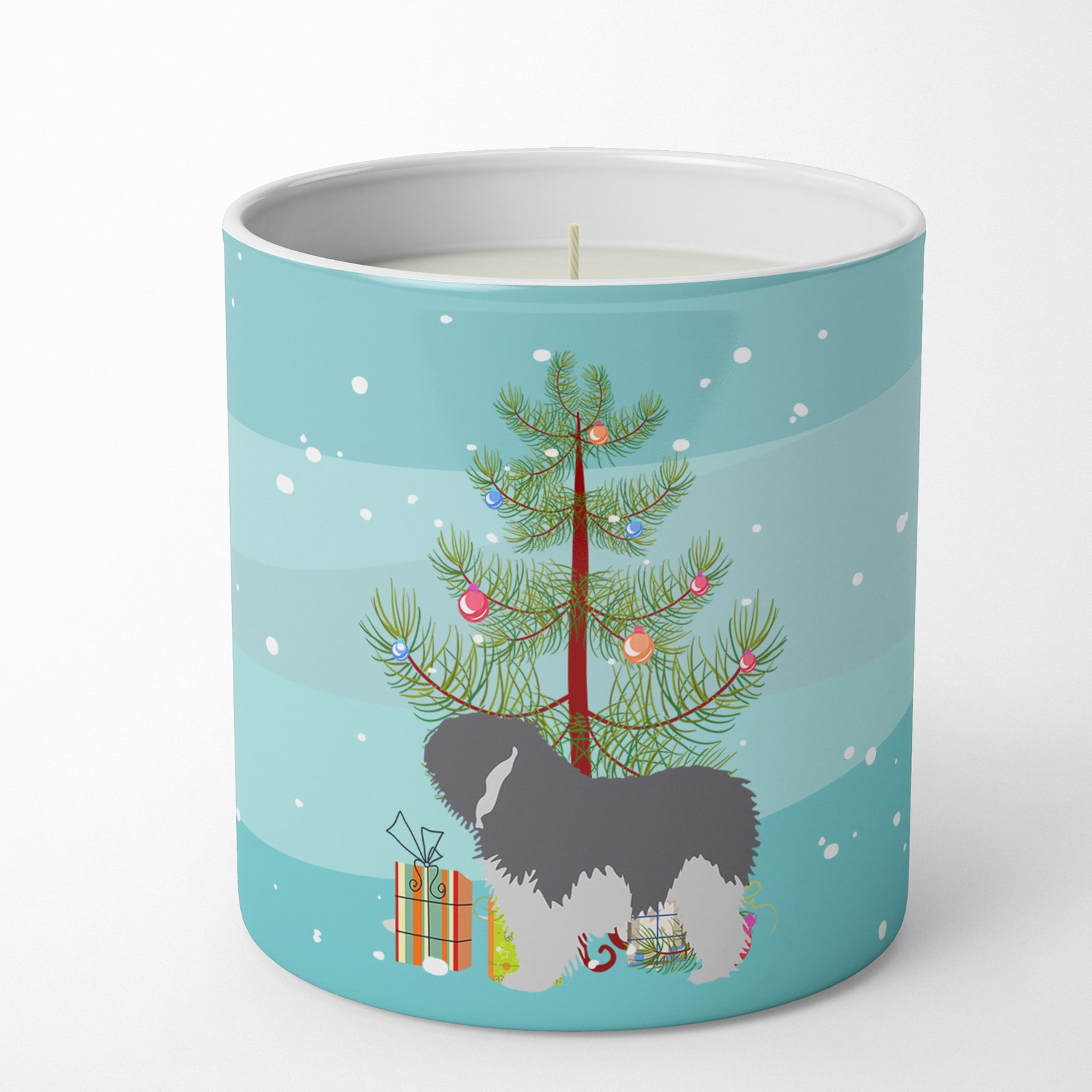 Buy this Polish Lowland Sheepdog Dog Merry Christmas Tree 10 oz Decorative Soy Candle