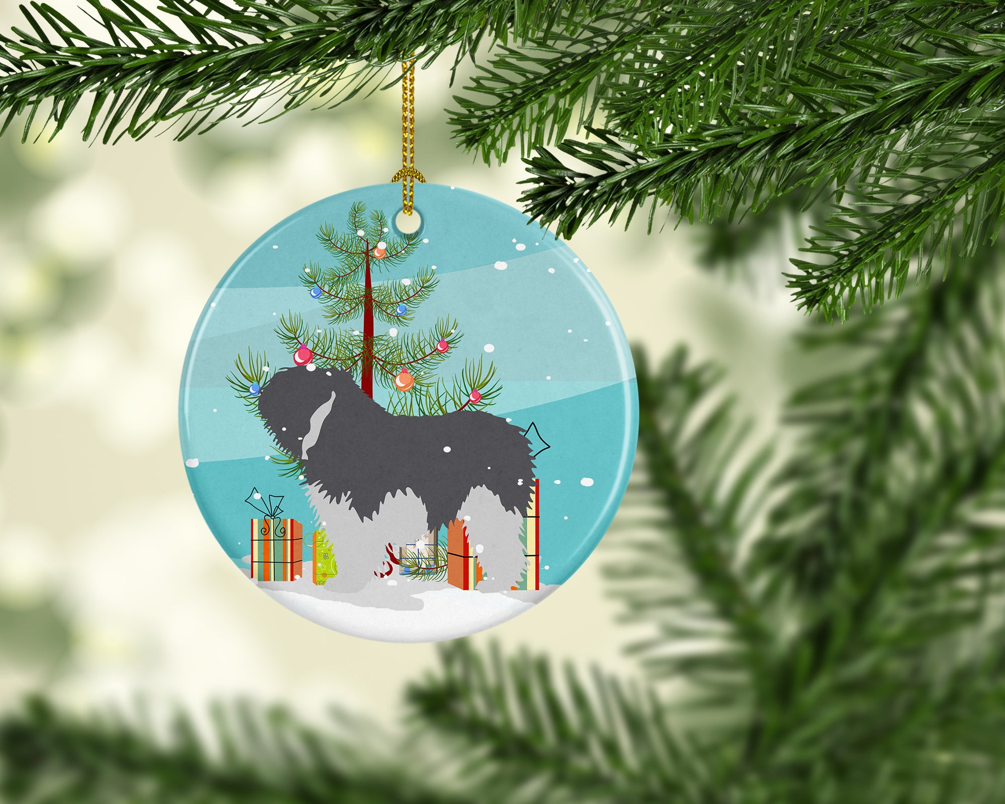 Polish Lowland Sheepdog Dog Merry Christmas Tree Ceramic Ornament BB2950CO1 - the-store.com
