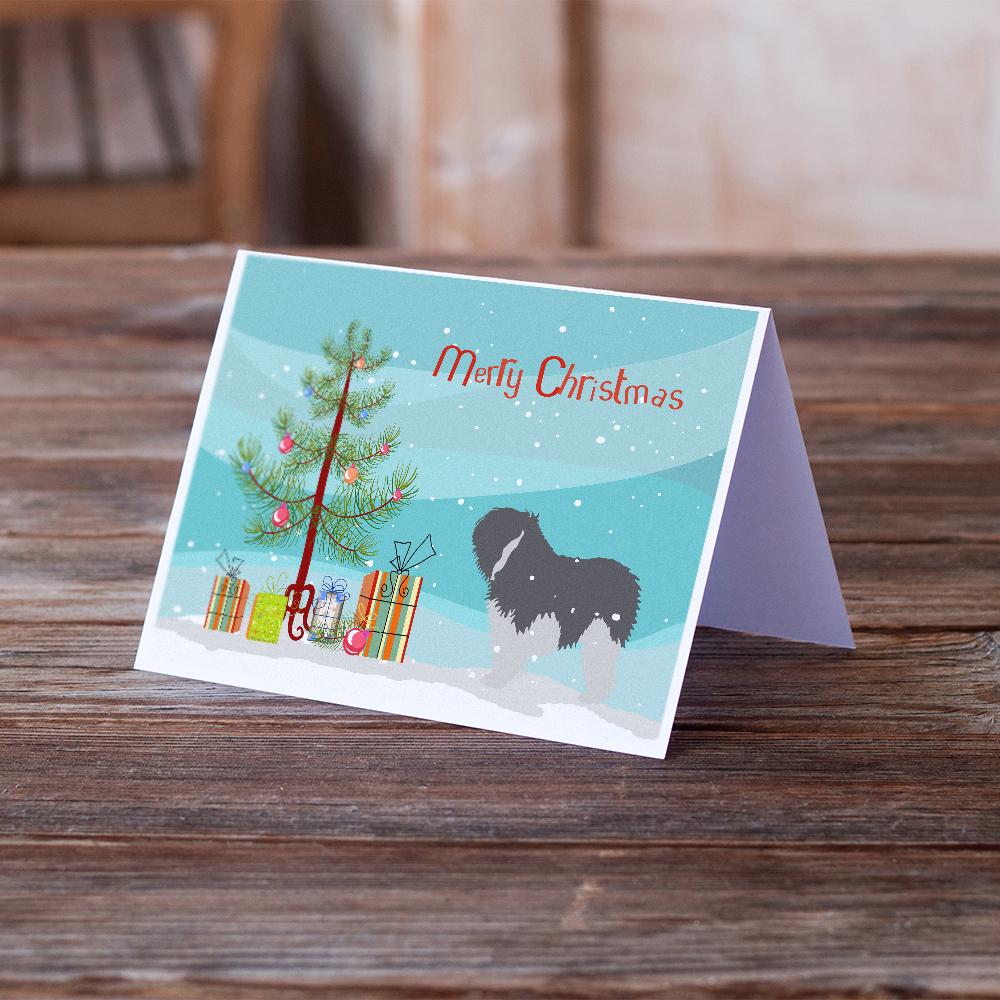 Polish Lowland Sheepdog Dog Merry Christmas Tree Greeting Cards and Envelopes Pack of 8 - the-store.com