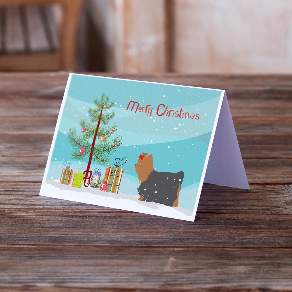 Buy this Yorkshire Terrier Yorkie Merry Christmas Tree Greeting Cards and Envelopes Pack of 8
