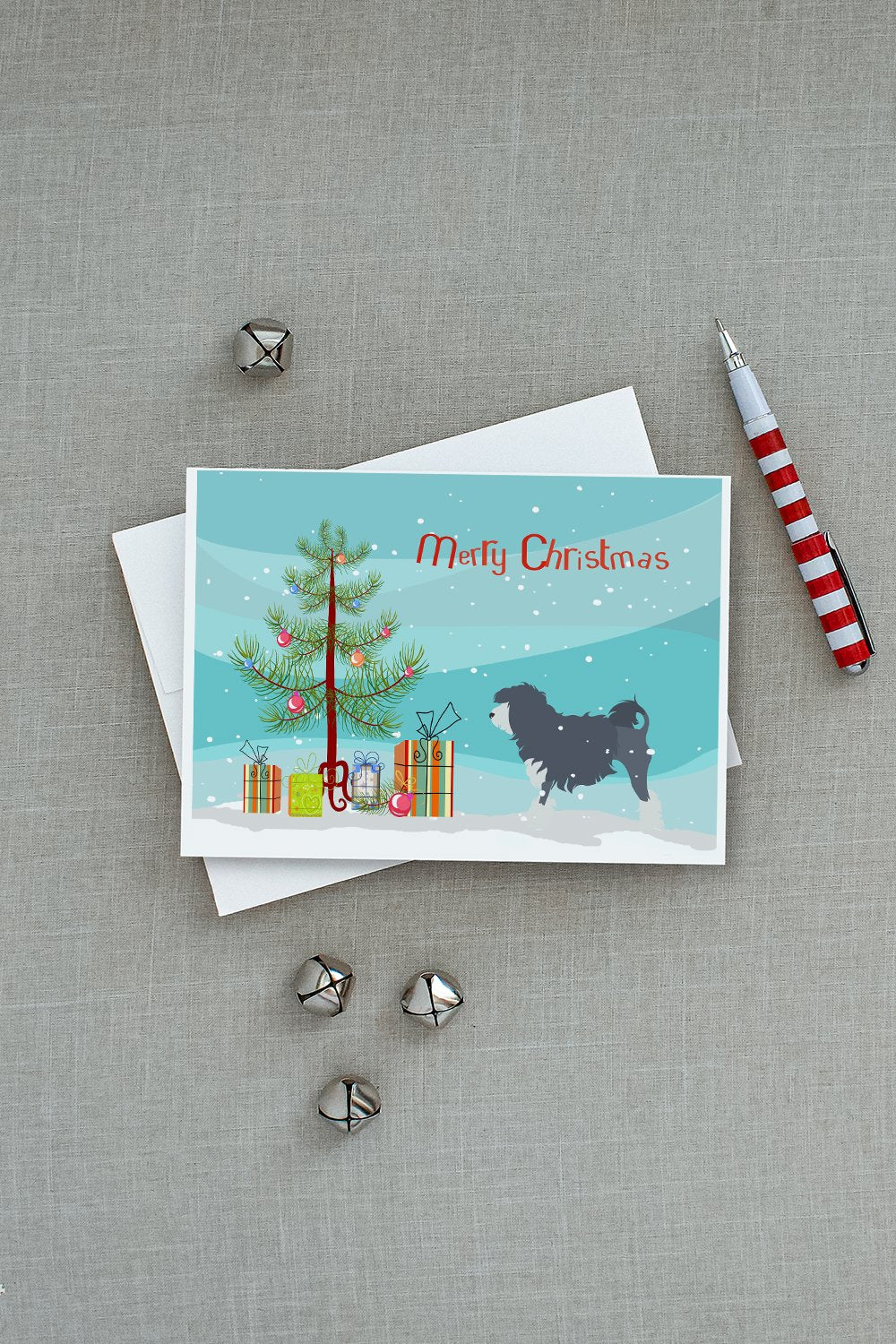 Lowchen Merry Christmas Tree Greeting Cards and Envelopes Pack of 8 - the-store.com