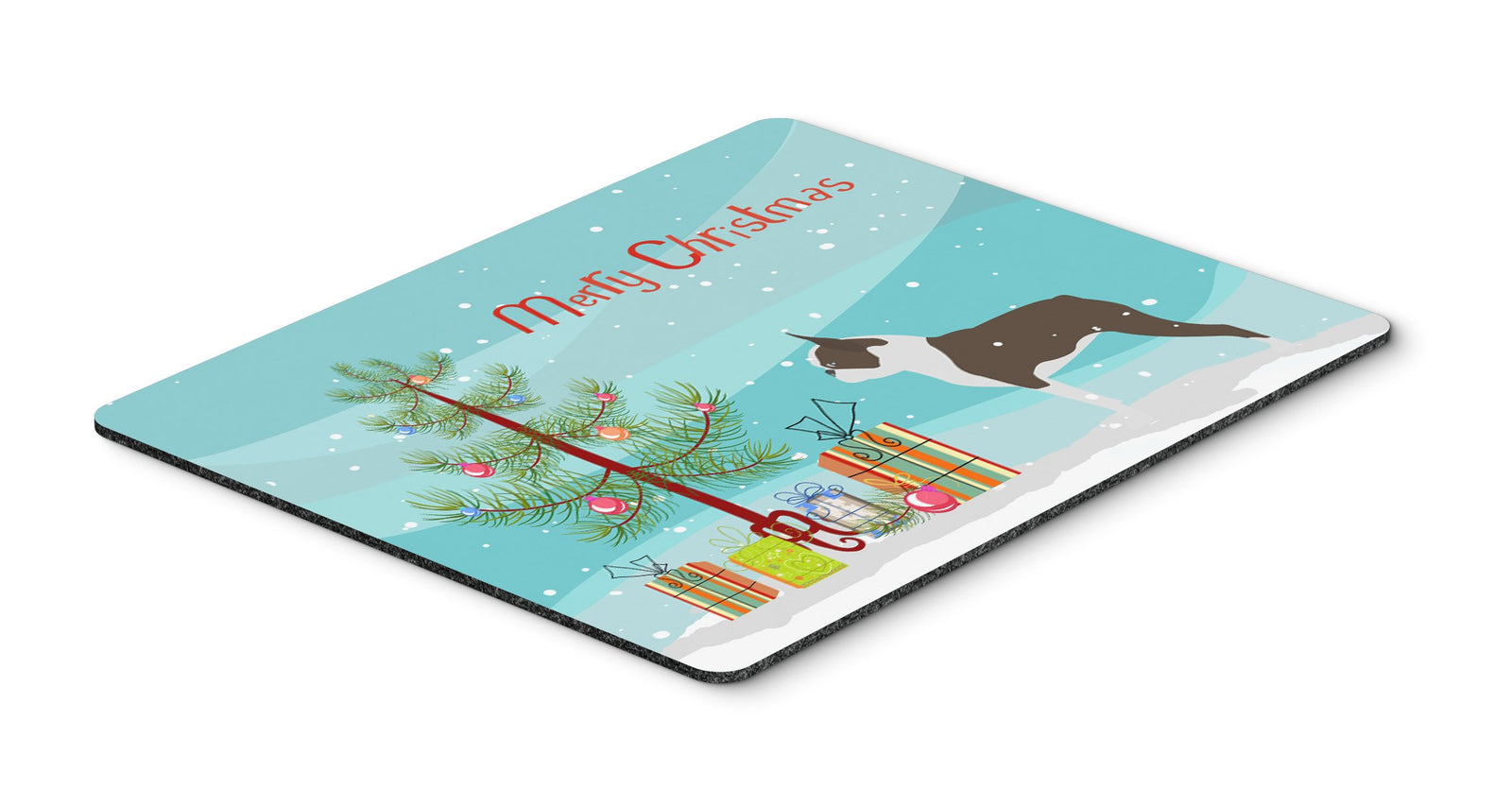 Boston Terrier Merry Christmas Tree Mouse Pad, Hot Pad or Trivet by Caroline's Treasures