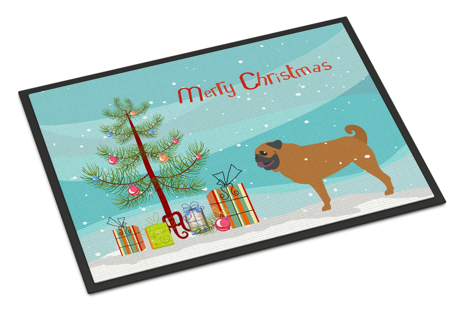 Pug Merry Christmas Tree Indoor or Outdoor Mat 24x36 BB2965JMAT by Caroline's Treasures