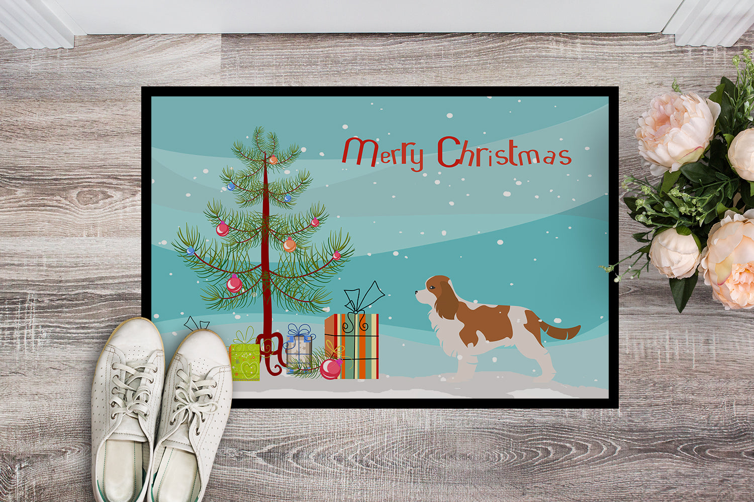 Cavalier King Charles Spaniel Merry Christmas Tree Indoor or Outdoor Mat 18x27 BB2967MAT - the-store.com