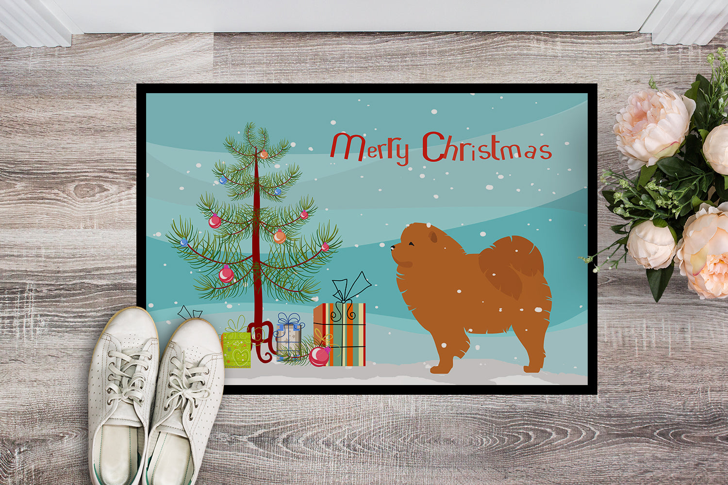 Chow Chow Merry Christmas Tree Indoor or Outdoor Mat 18x27 BB2969MAT - the-store.com