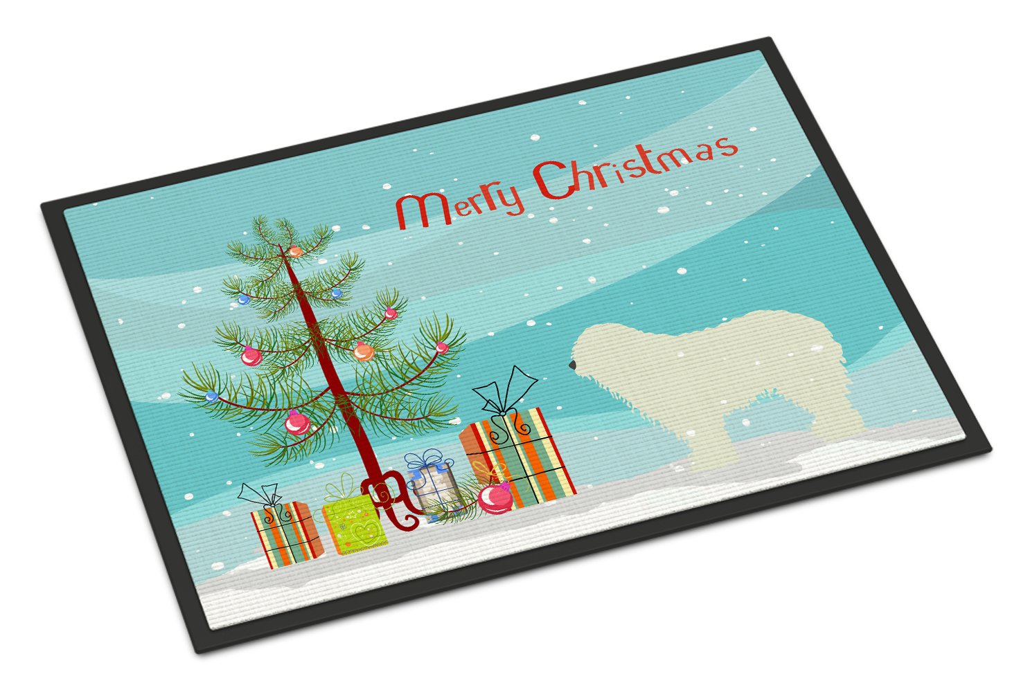 Komondor Merry Christmas Tree Indoor or Outdoor Mat 24x36 BB2973JMAT by Caroline's Treasures