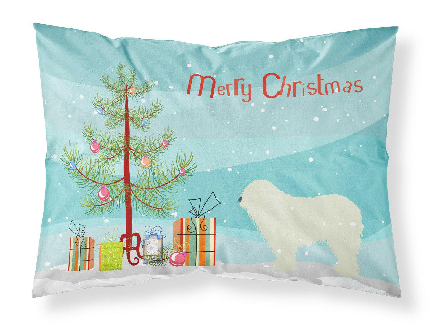 Komondor Merry Christmas Tree Fabric Standard Pillowcase BB2973PILLOWCASE by Caroline's Treasures