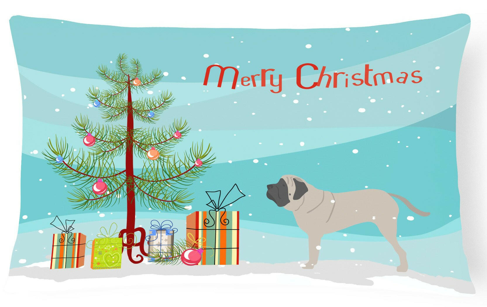 English Mastiff Merry Christmas Tree Canvas Fabric Decorative Pillow BB2974PW1216 by Caroline's Treasures