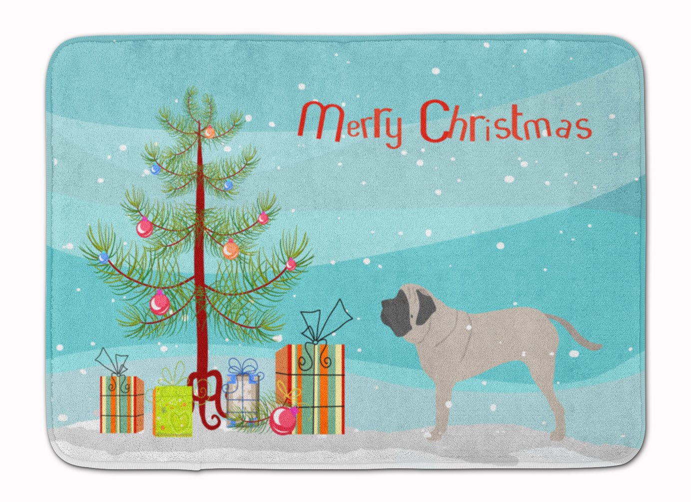 English Mastiff Merry Christmas Tree Machine Washable Memory Foam Mat BB2974RUG - the-store.com