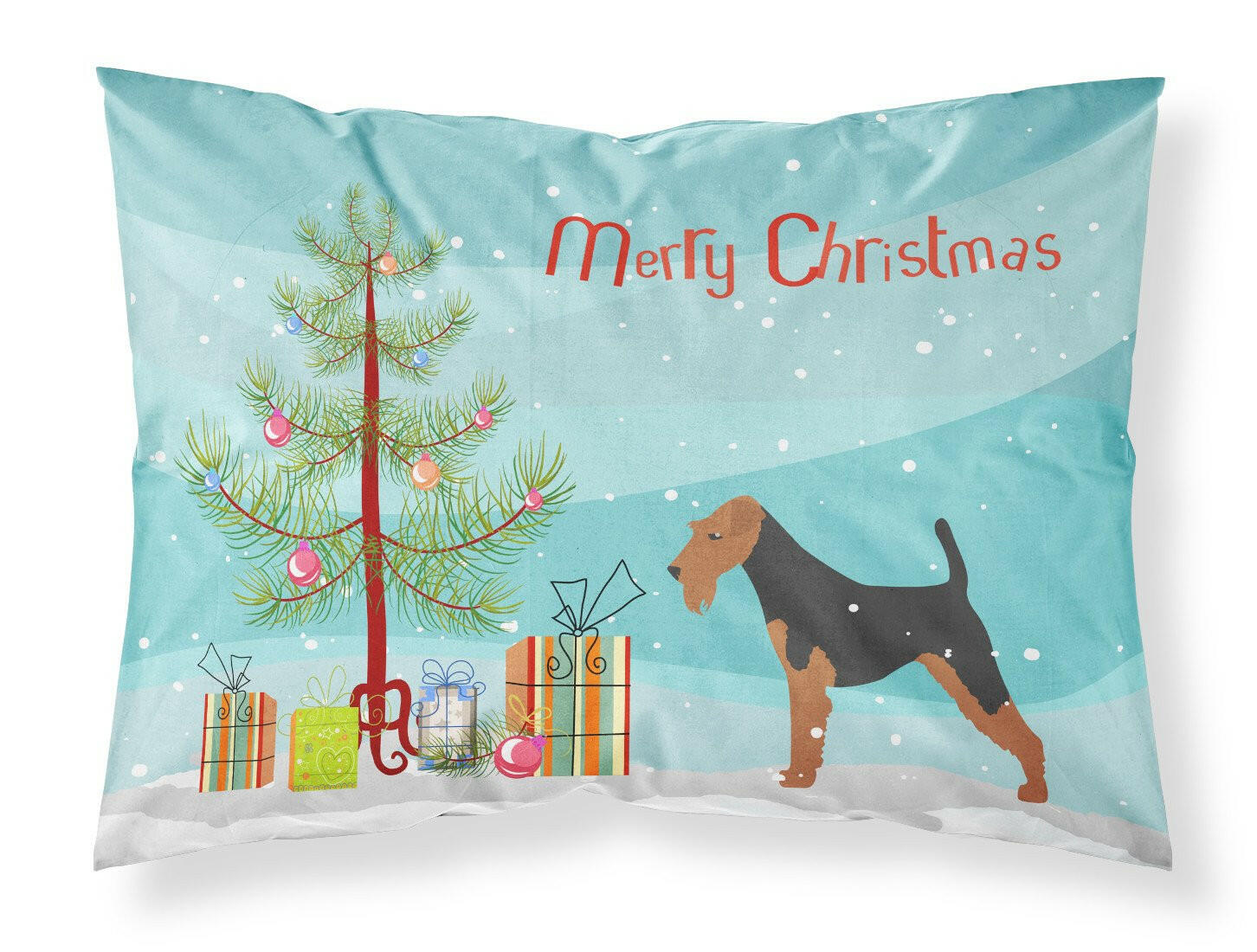 Airedale Terrier Merry Christmas Tree Fabric Standard Pillowcase BB2975PILLOWCASE by Caroline's Treasures
