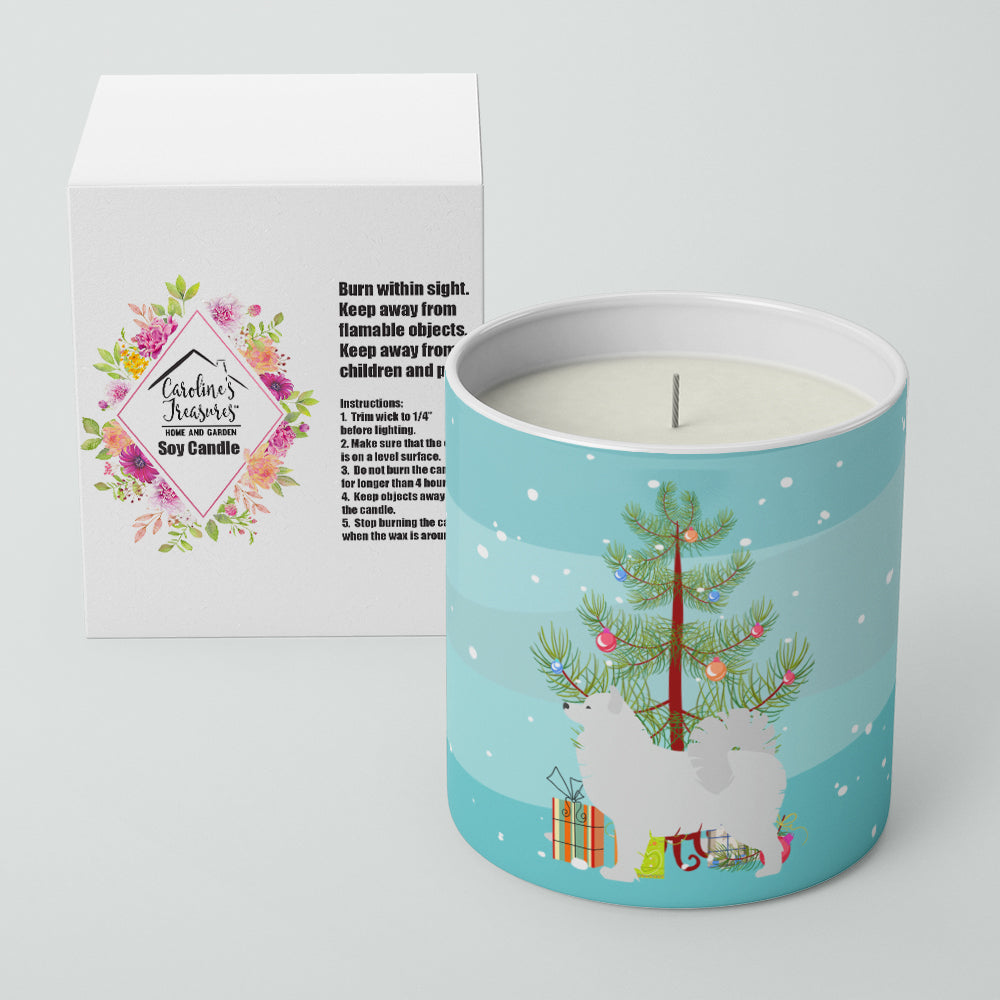 Samoyed Merry Christmas Tree 10 oz Decorative Soy Candle - the-store.com