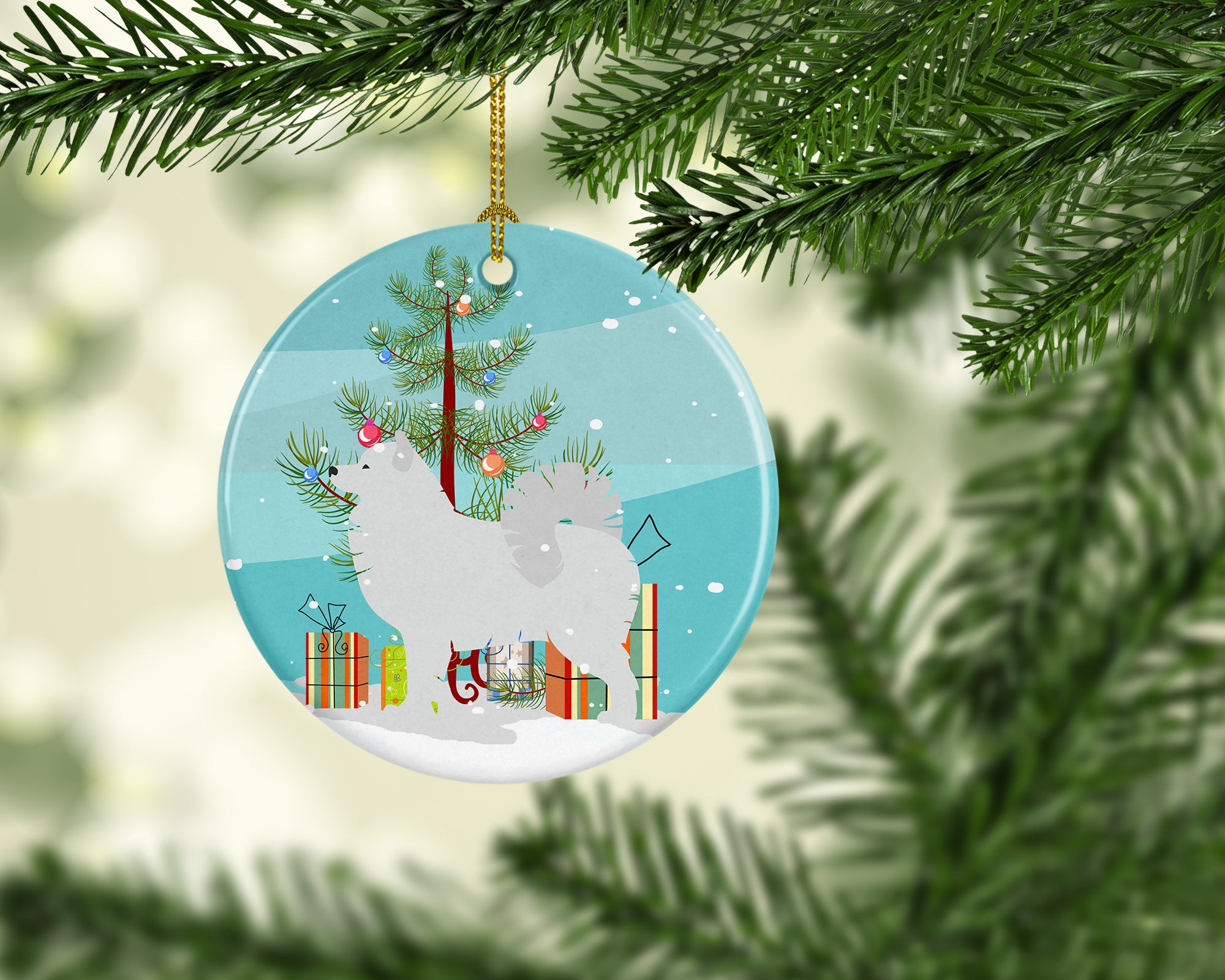 Samoyed Merry Christmas Tree Ceramic Ornament BB2977CO1 - the-store.com