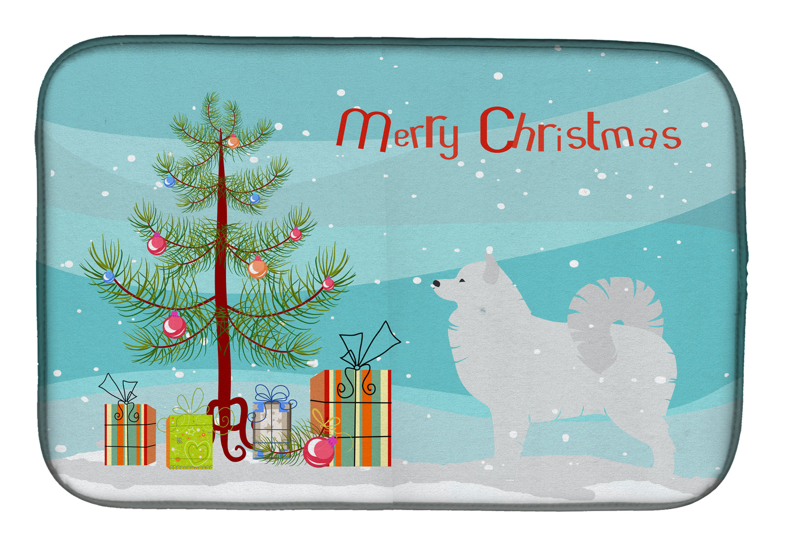 Samoyed Merry Christmas Tree Dish Drying Mat BB2977DDM