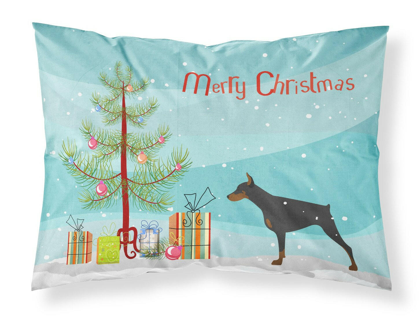 Doberman Pinscher Merry Christmas Tree Fabric Standard Pillowcase BB2978PILLOWCASE by Caroline's Treasures