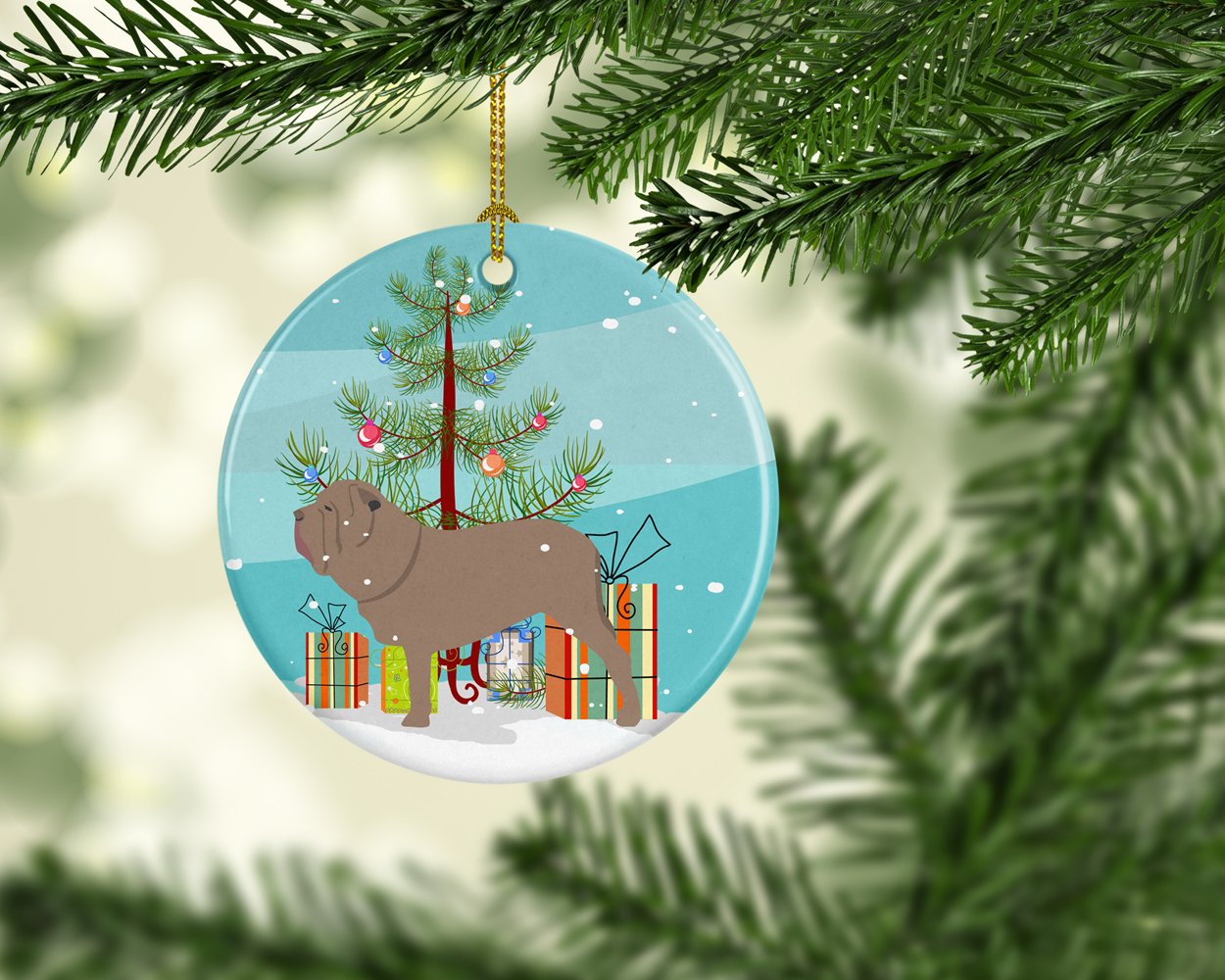 Neapolitan Mastiff Merry Christmas Tree Ceramic Ornament BB2983CO1 by Caroline's Treasures
