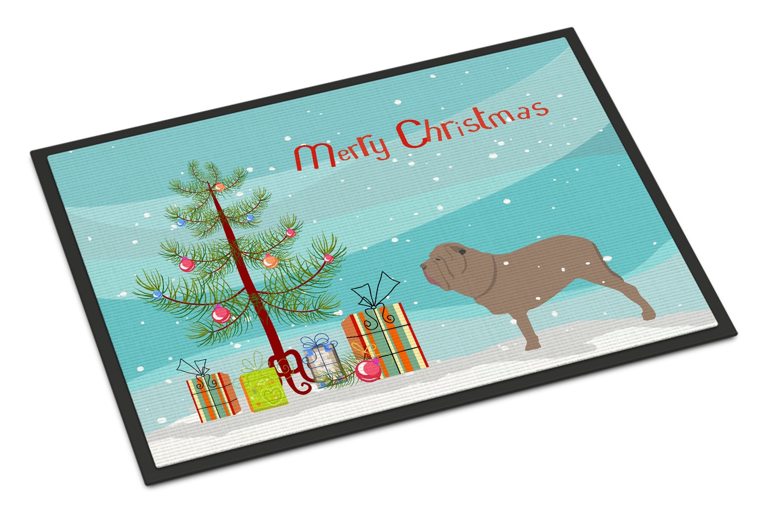 Neapolitan Mastiff Merry Christmas Tree Indoor or Outdoor Mat 24x36 BB2983JMAT by Caroline's Treasures