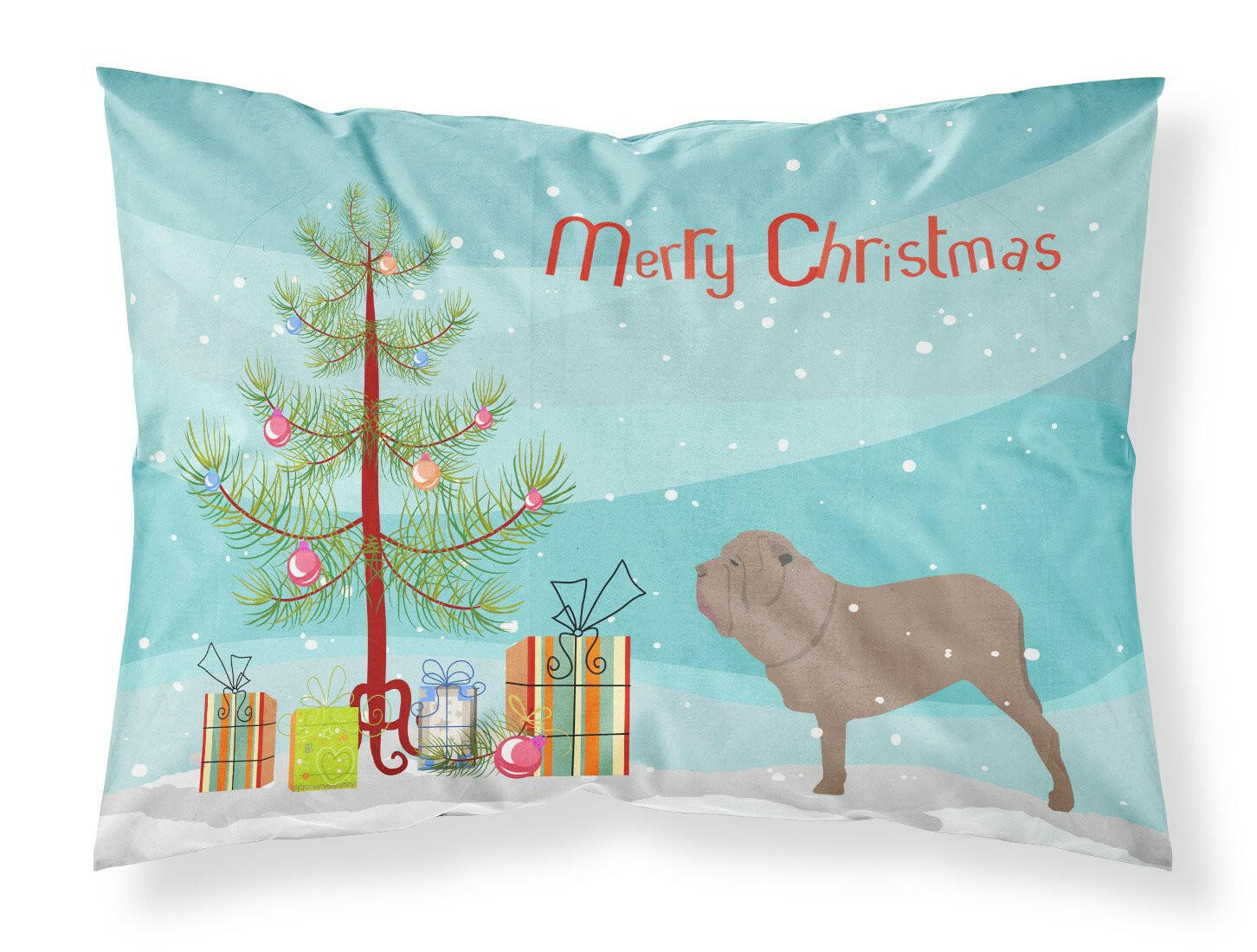 Neapolitan Mastiff Merry Christmas Tree Fabric Standard Pillowcase BB2983PILLOWCASE by Caroline's Treasures