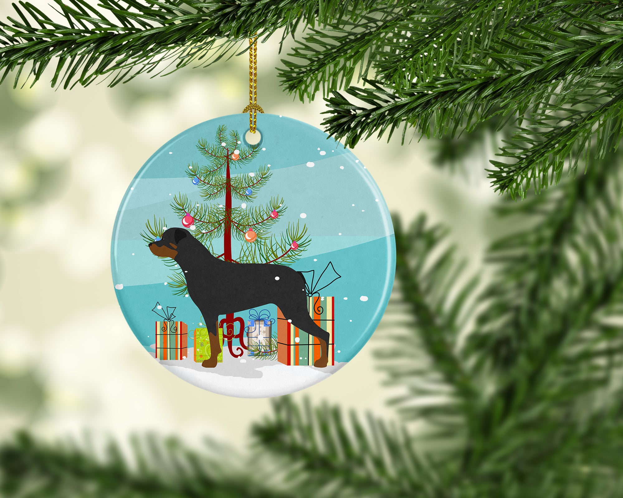 Rottweiler Merry Christmas Tree Ceramic Ornament BB2984CO1 - the-store.com