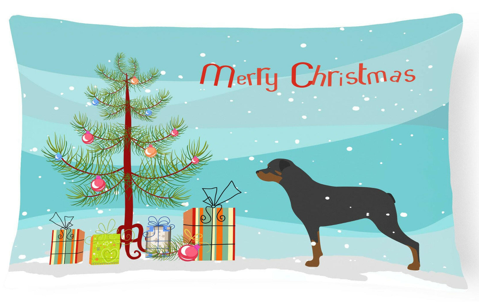 Rottweiler Merry Christmas Tree Canvas Fabric Decorative Pillow BB2984PW1216 by Caroline's Treasures