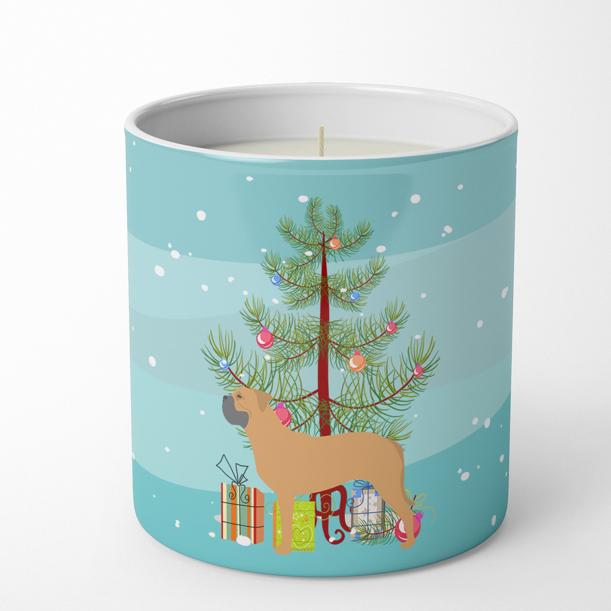 Buy this Bullmastiff Merry Christmas Tree 10 oz Decorative Soy Candle