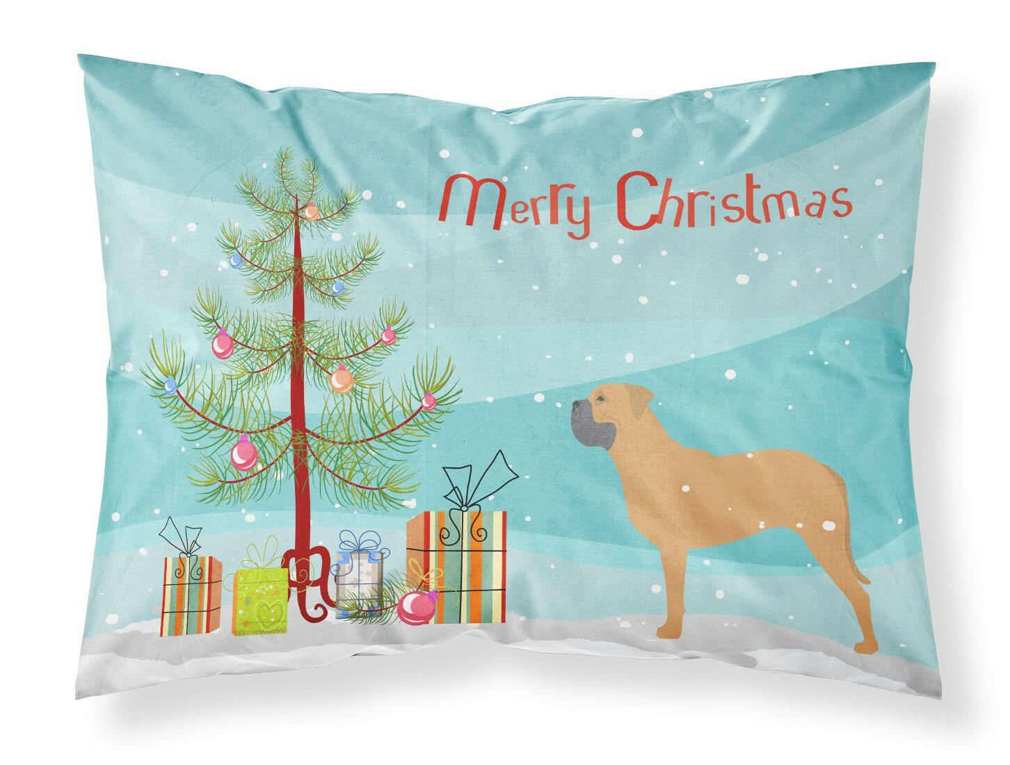 Bullmastiff Merry Christmas Tree Fabric Standard Pillowcase BB2989PILLOWCASE by Caroline's Treasures