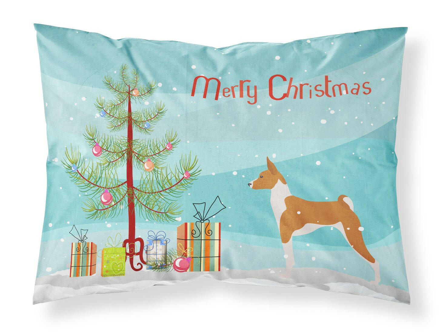 Basenji Merry Christmas Tree Fabric Standard Pillowcase BB2992PILLOWCASE by Caroline's Treasures