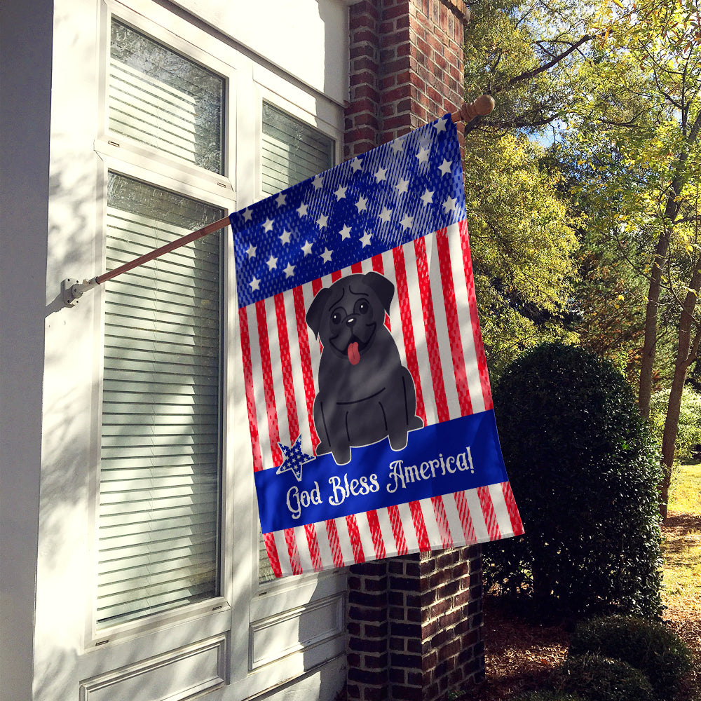 Patriotic USA Pug Black Flag Canvas House Size BB3001CHF