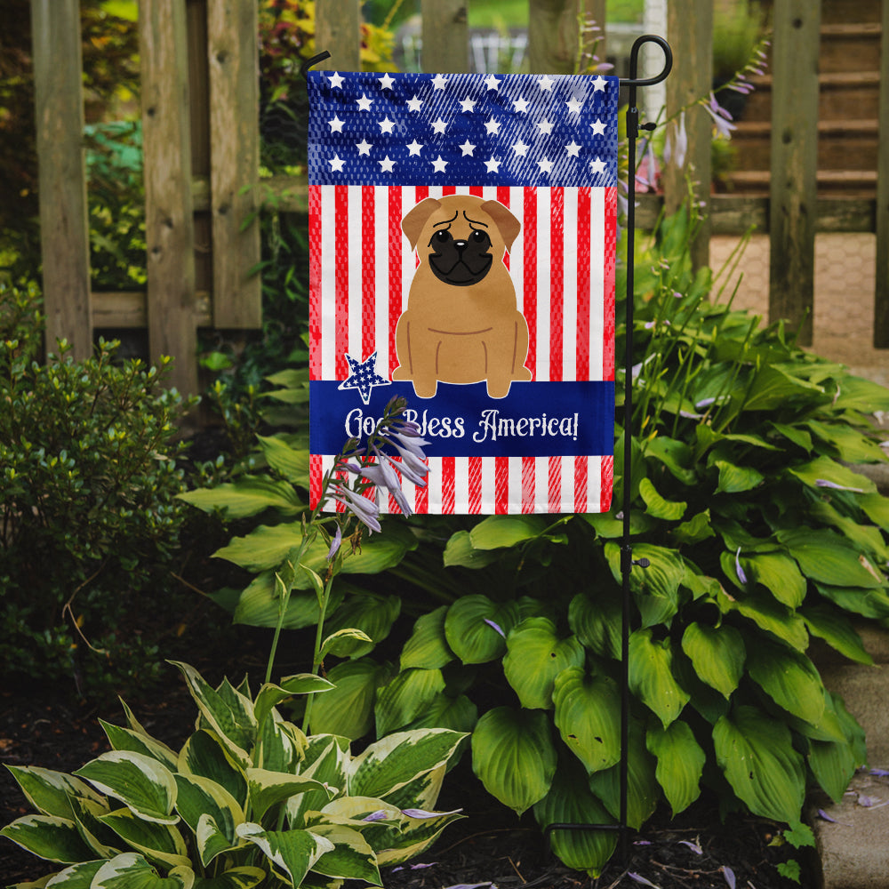 Patriotic USA Pug Brown Flag Garden Size BB3002GF