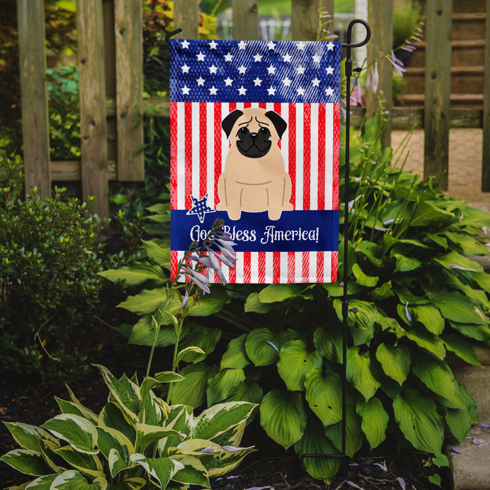 Patriotic USA Pug Fawn Flag Garden Size