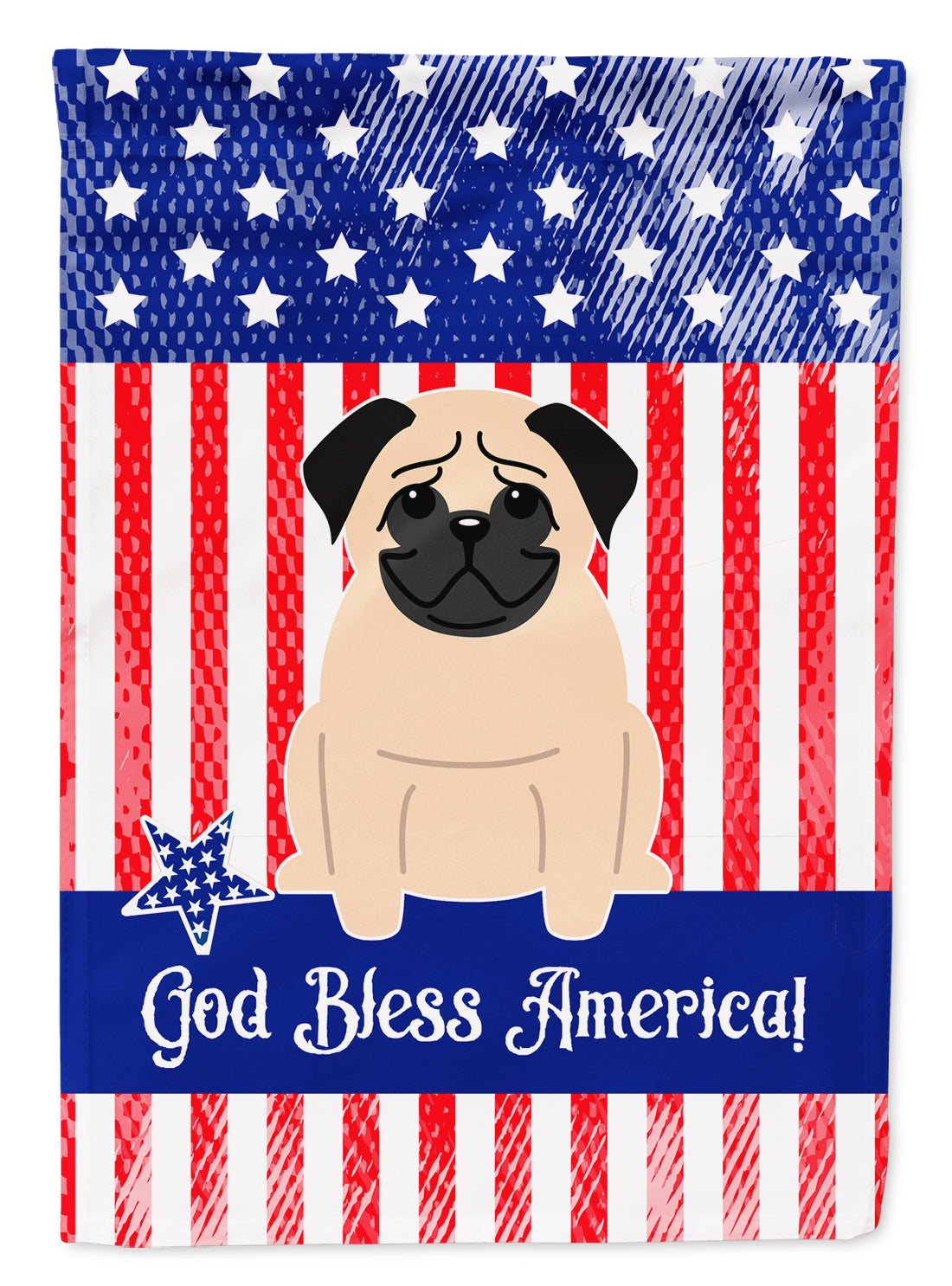 Patriotic USA Pug Fawn Flag Garden Size