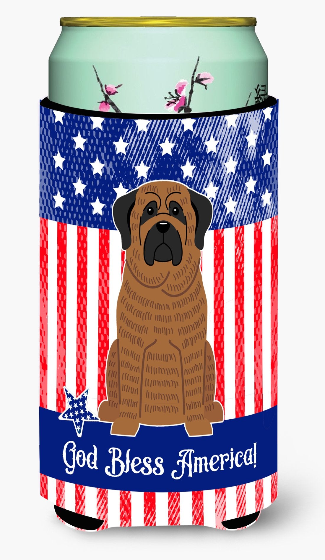 Patriotic USA Mastiff Brindle Tall Boy Beverage Insulator Hugger by Caroline's Treasures