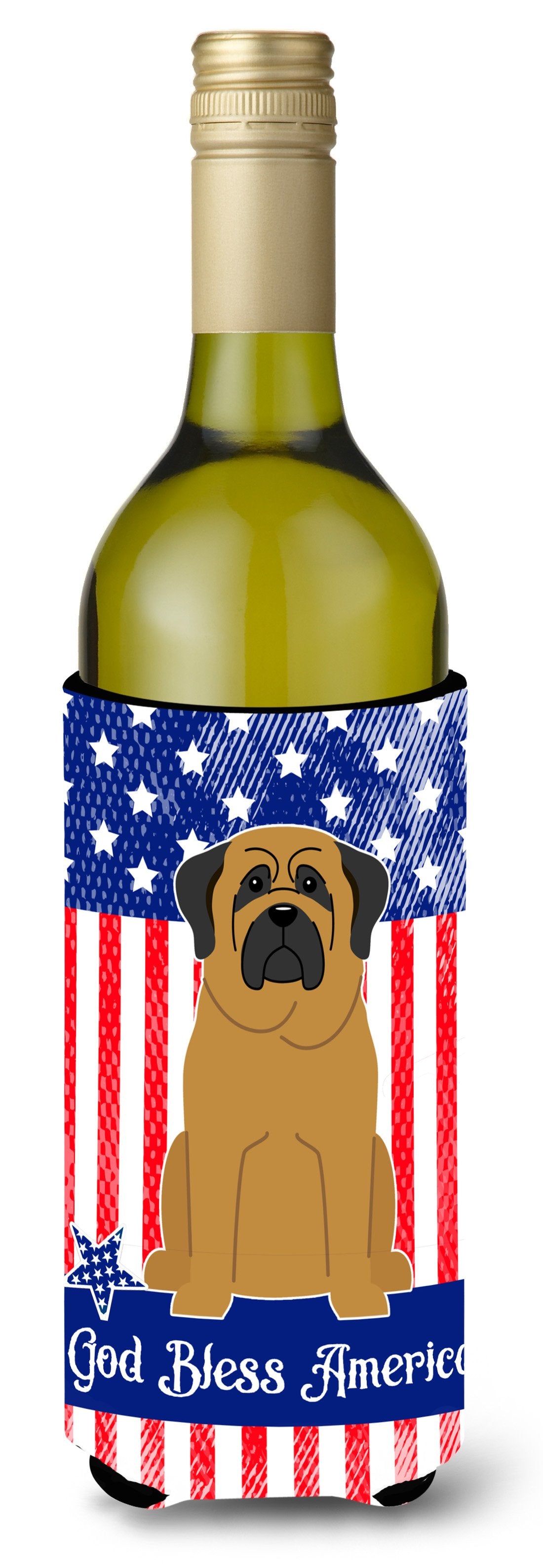 Patriotic USA Mastiff Wine Bottle Beverge Insulator Hugger by Caroline's Treasures