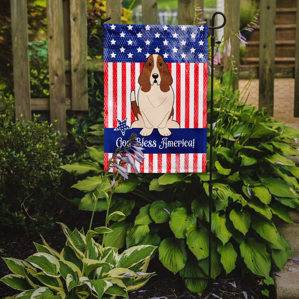 Patriotic USA Basset Hound Flag Garden Size
