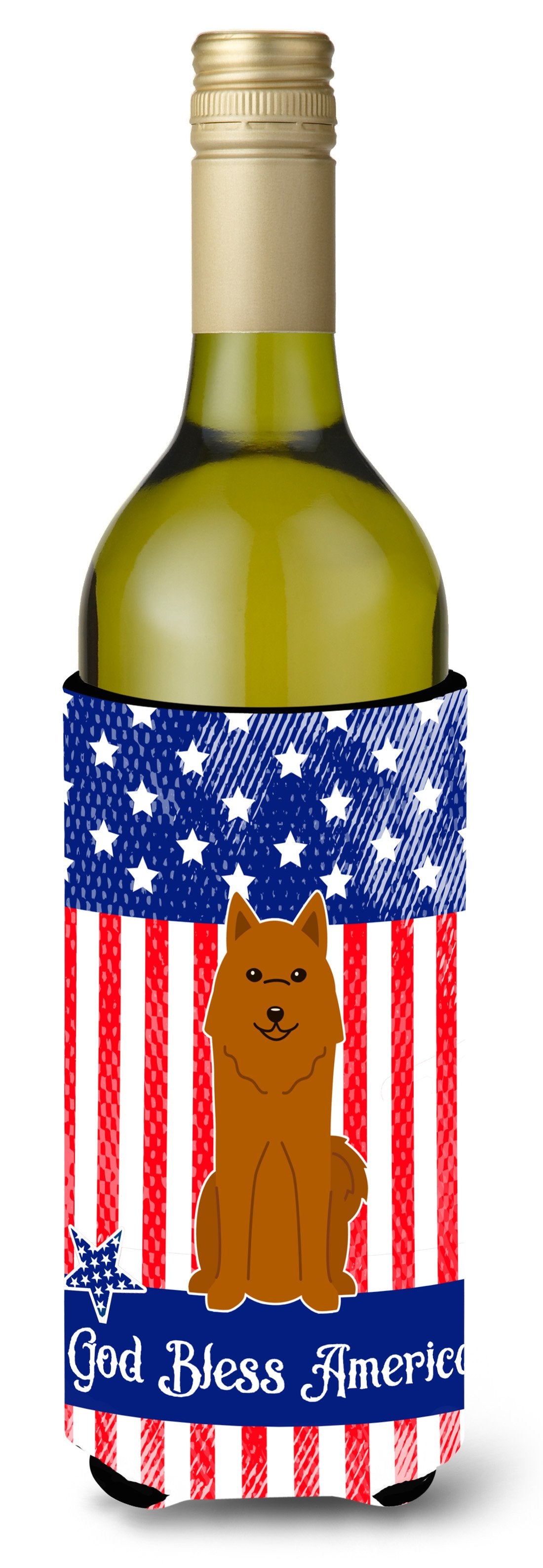 Patriotic USA Karelian Bear Dog Wine Bottle Beverge Insulator Hugger by Caroline&#39;s Treasures