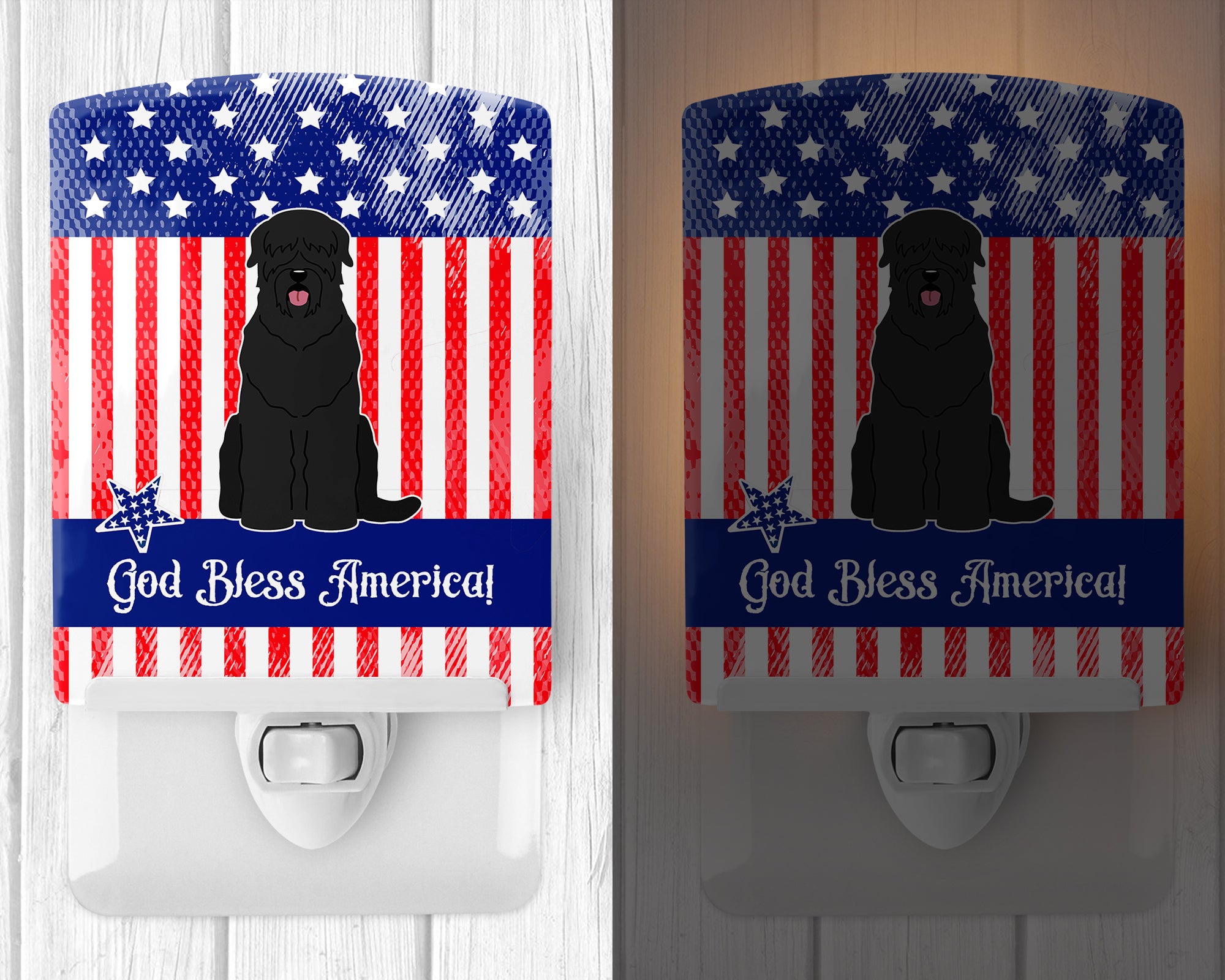 Patriotic USA Black Russian Terrier Ceramic Night Light BB3021CNL - the-store.com