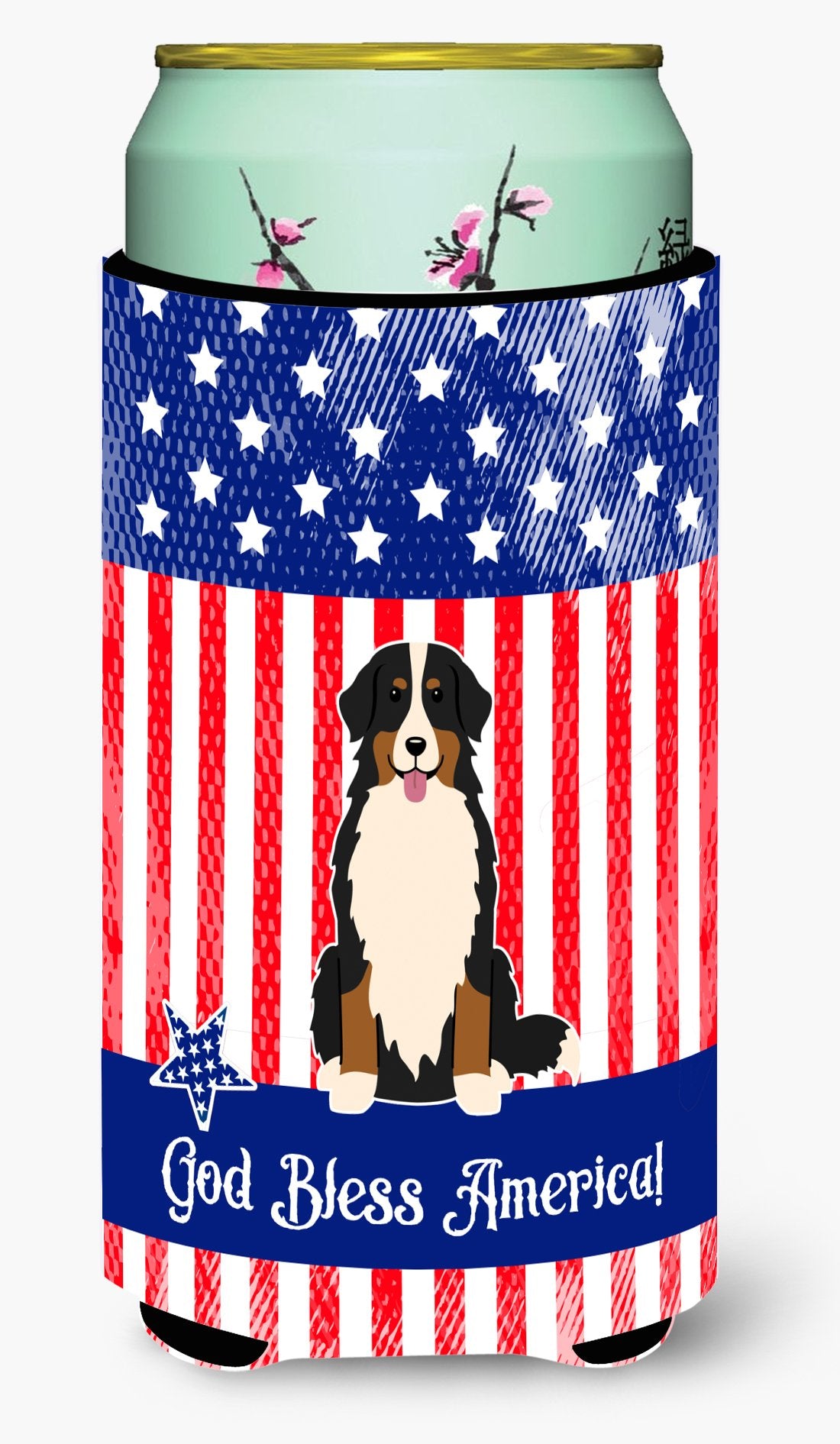 Patriotic USA Bernese Mountain Dog Tall Boy Beverage Insulator Hugger by Caroline's Treasures